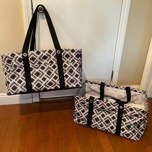 Set of 2  Thirty-one brand DELUXE UTILITY TOTE,  Geometric, Diamond Deco